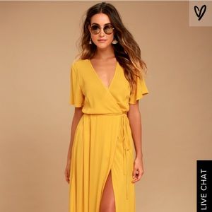 Lulus yellow wrap maxi dress